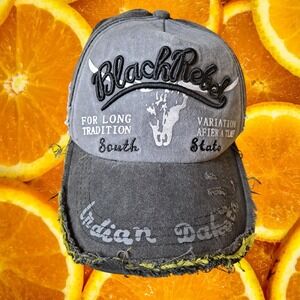Black Rebel Baseball Cap Distressed Indian Dakota State‎ Hat